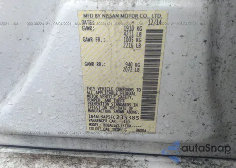 2015 Nissan Altima 2.5/2.5 S/2.5 Sl/2.5 Sv from USA, damaged, VIN 1N4AL3AP5FC235385